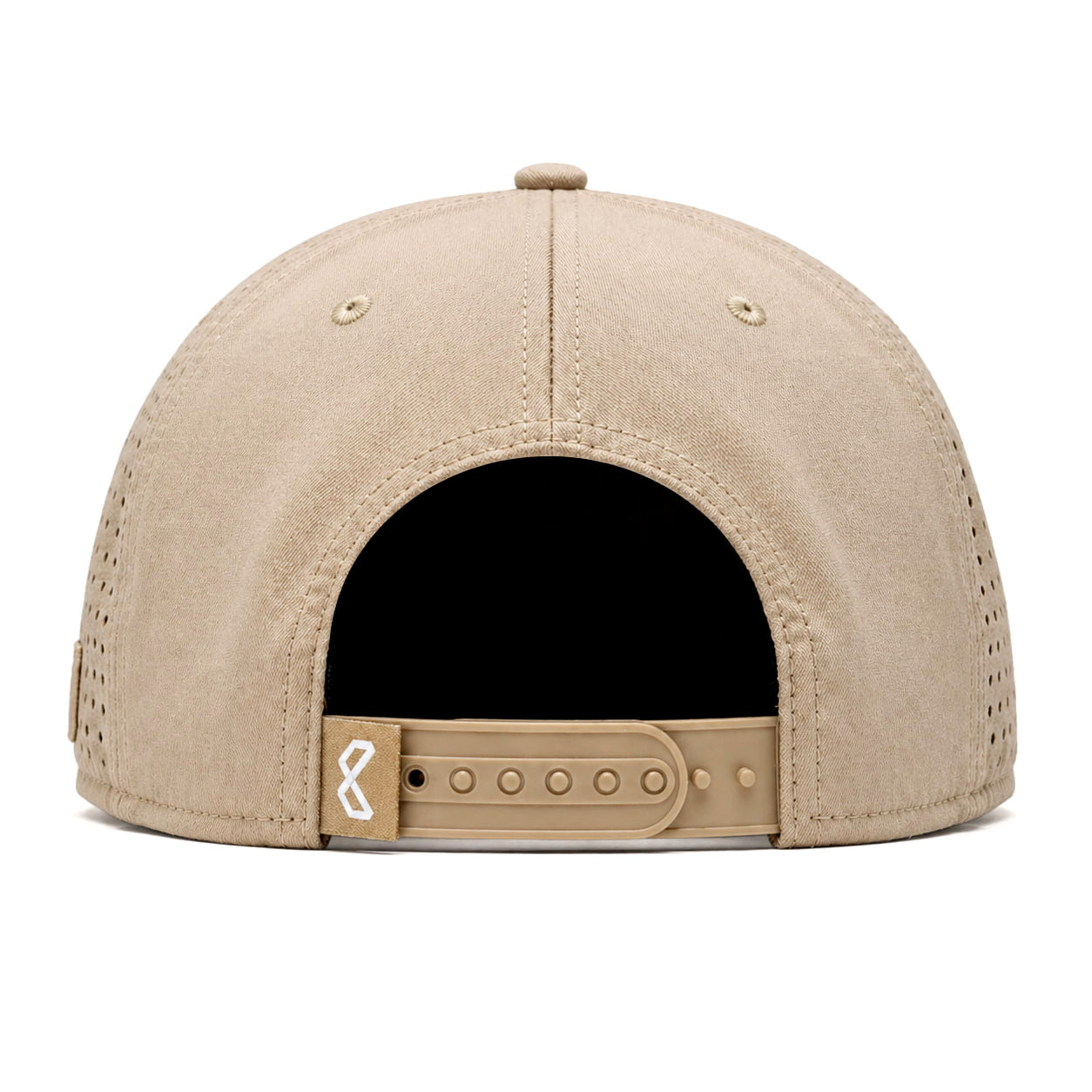 Mongo XL Performance Snapback 2.0 big head hat in beige, back view with adjustable snapback closure