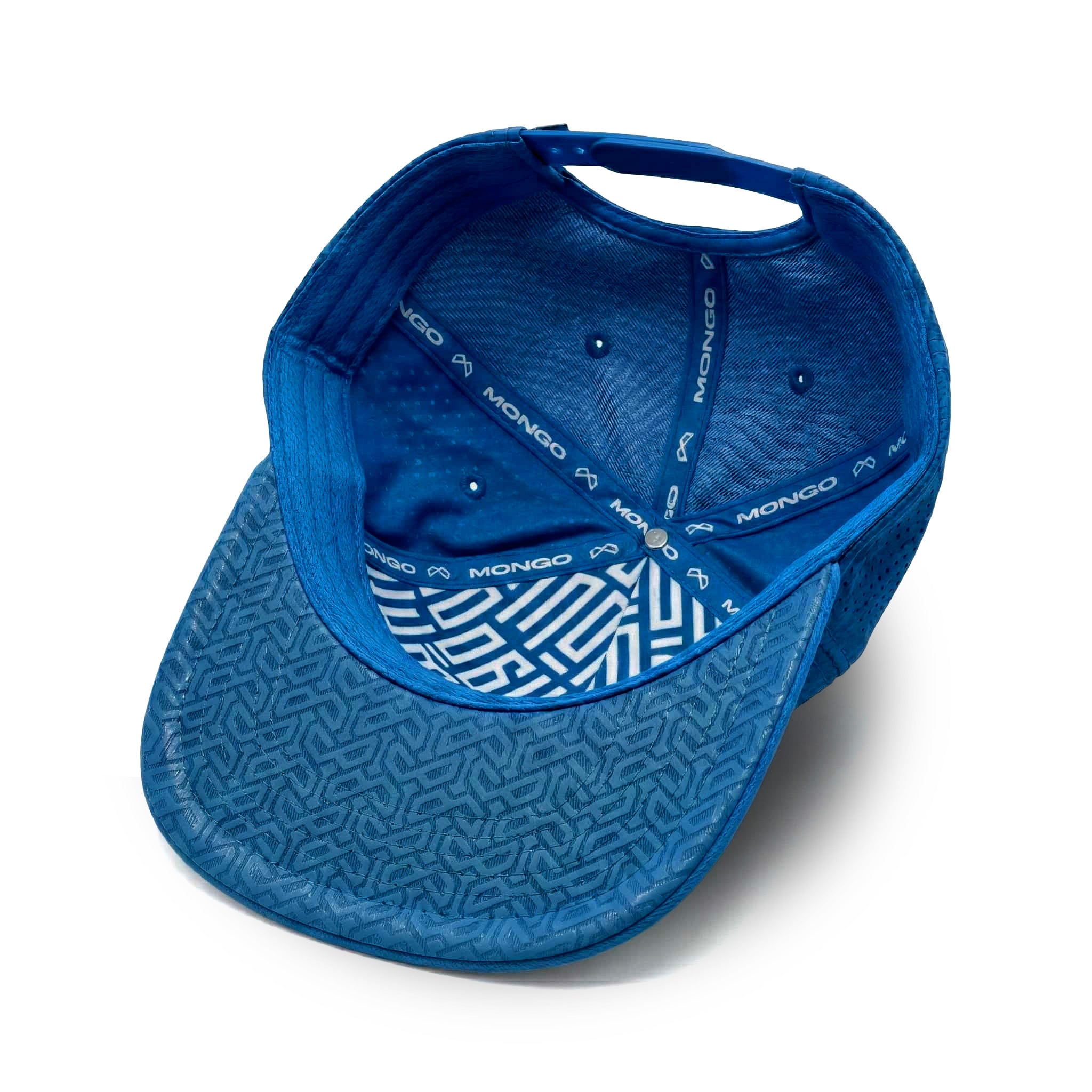 Mongo XL Performance Snapback 2.0 big head hat in royal blue, interior and underbrim detail