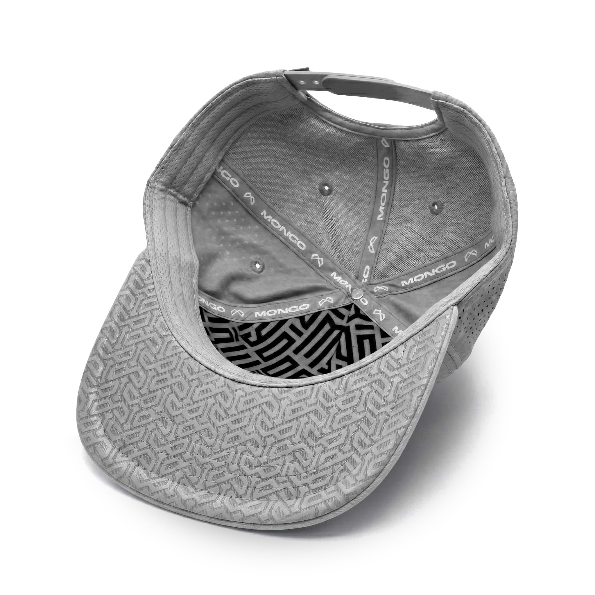 Mongo XL Performance Snapback 2.0 big head hat in gray, interior and underbrim detail