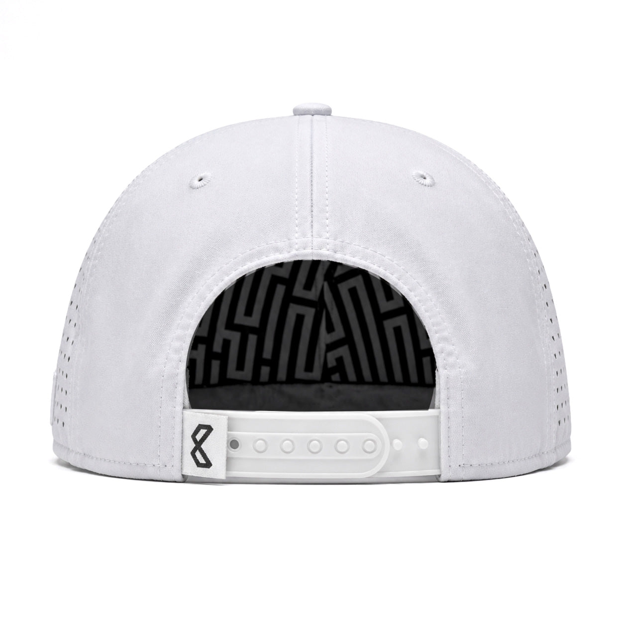 Mongo XL Performance Snapback 2.0 big head hat in white, back view with adjustable snapback closure